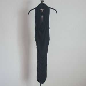 NWT Michael Kors Black Midi Dress With Ruching on the sides
